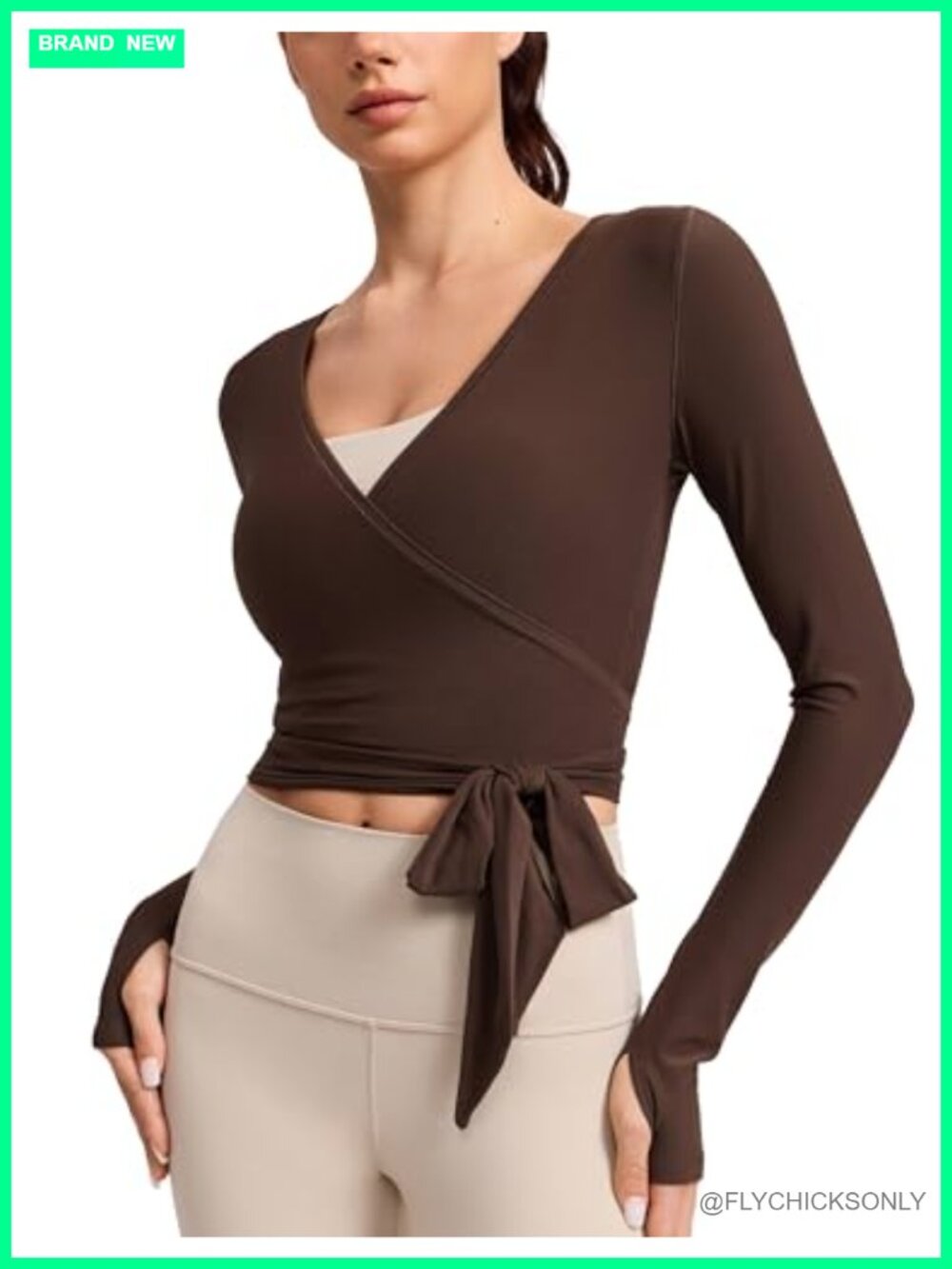 CRZ YOGA Cloudweight Wrap Crop Top Long Sleeve Yoga Activewear